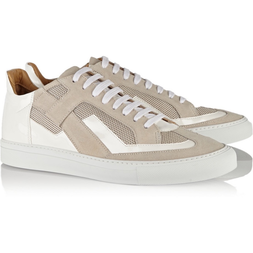 MM6 White Patent Beige Suede Mesh Sneaker
